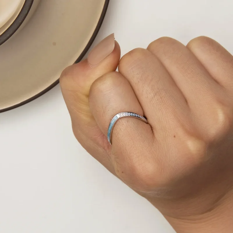 (immagine per) Anello a forma di ferro di cavallo azzurro stile Pandora - SCR945-LB - Visualizza 6
