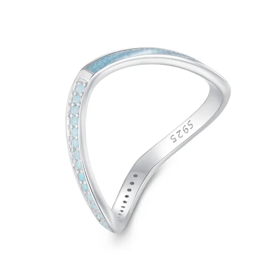 (immagine per) Anello a forma di ferro di cavallo azzurro stile Pandora - SCR945-LB