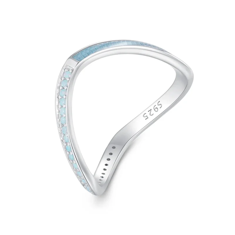 (immagine per) Anello a forma di ferro di cavallo azzurro stile Pandora - SCR945-LB