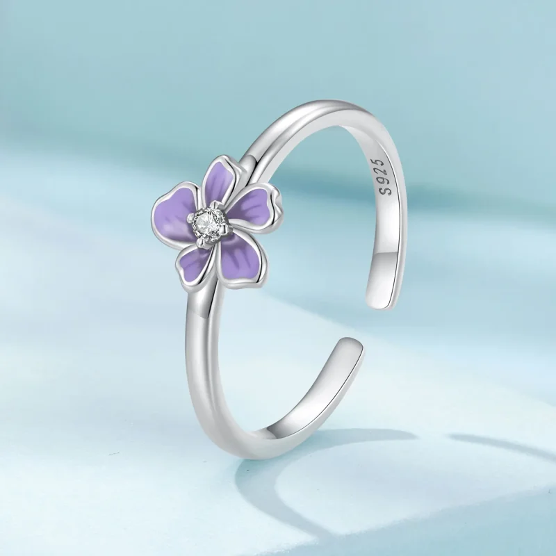 (immagine per) Anello a forma di fiore viola in stile Pandora - SCR976-E - Visualizza 2