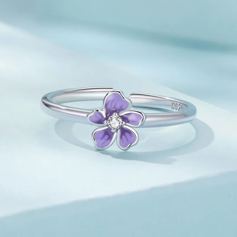 (immagine per) Anello a forma di fiore viola in stile Pandora - SCR976-E - Visualizza 3