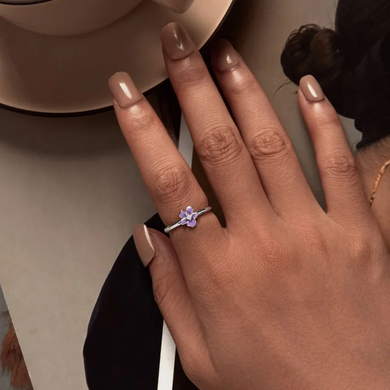 (immagine per) Anello a forma di fiore viola in stile Pandora - SCR976-E - Visualizza 5