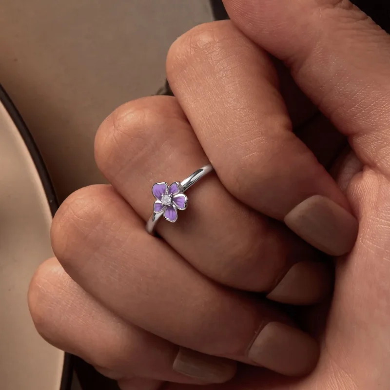 (immagine per) Anello a forma di fiore viola in stile Pandora - SCR976-E - Visualizza 6