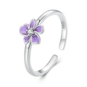 (immagine per) Anello a forma di fiore viola in stile Pandora - SCR976-E