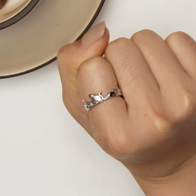 (immagine per) Anello a forma di gatto in stile Pandora - SCR944-E - Visualizza 2