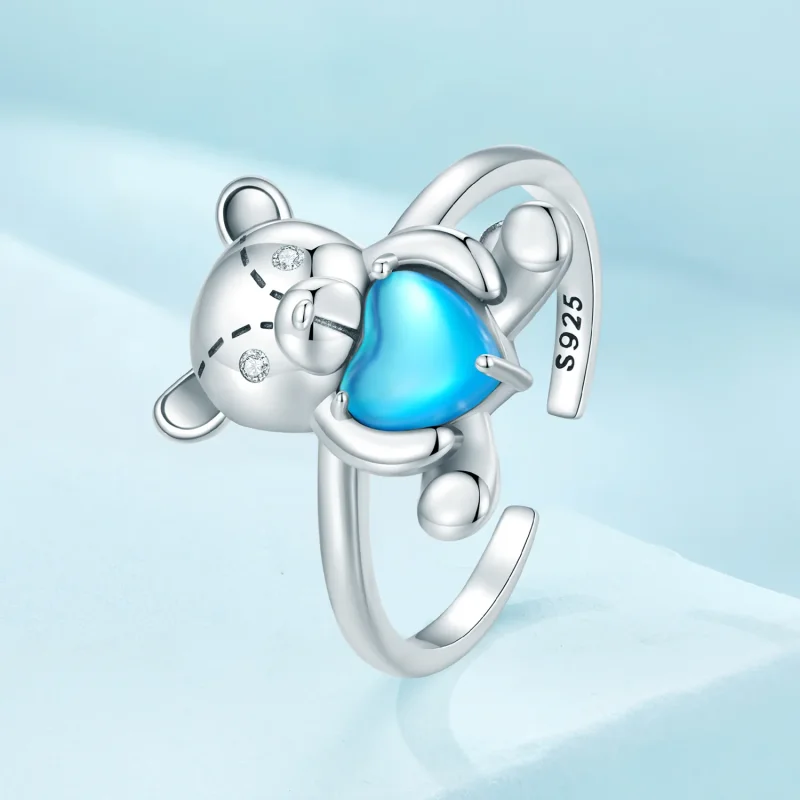 (immagine per) Anello a forma di orso abbraccio con apertura stile Pandora - SCR921 - Visualizza 2