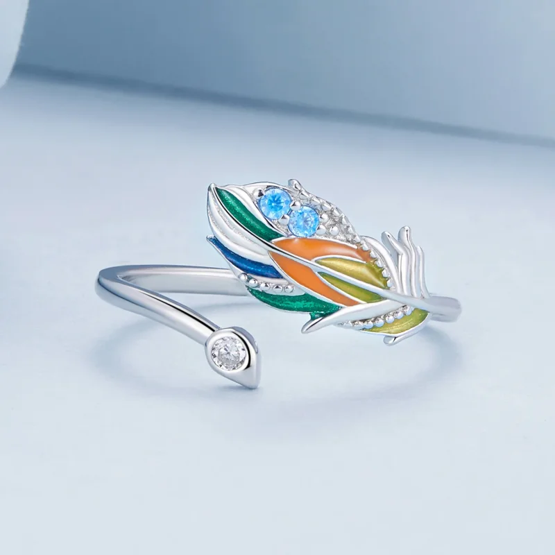 (immagine per) Anello a forma di piuma in stile Pandora - BSR469-E - Visualizza 3