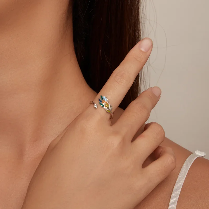 (immagine per) Anello a forma di piuma in stile Pandora - BSR469-E - Visualizza 4
