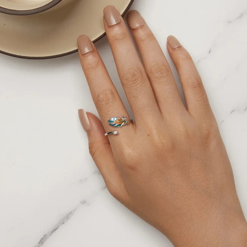 (immagine per) Anello a forma di piuma in stile Pandora - BSR469-E - Visualizza 5