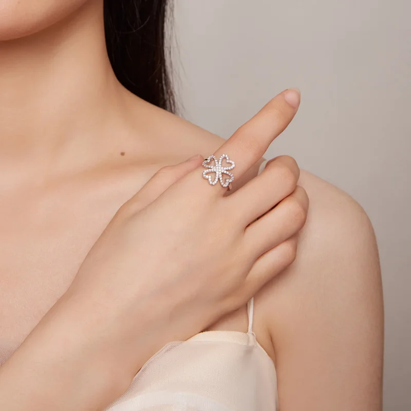 (immagine per) Anello a forma di quadrifoglio nello stile Pandora - BSR399 - Visualizza 6