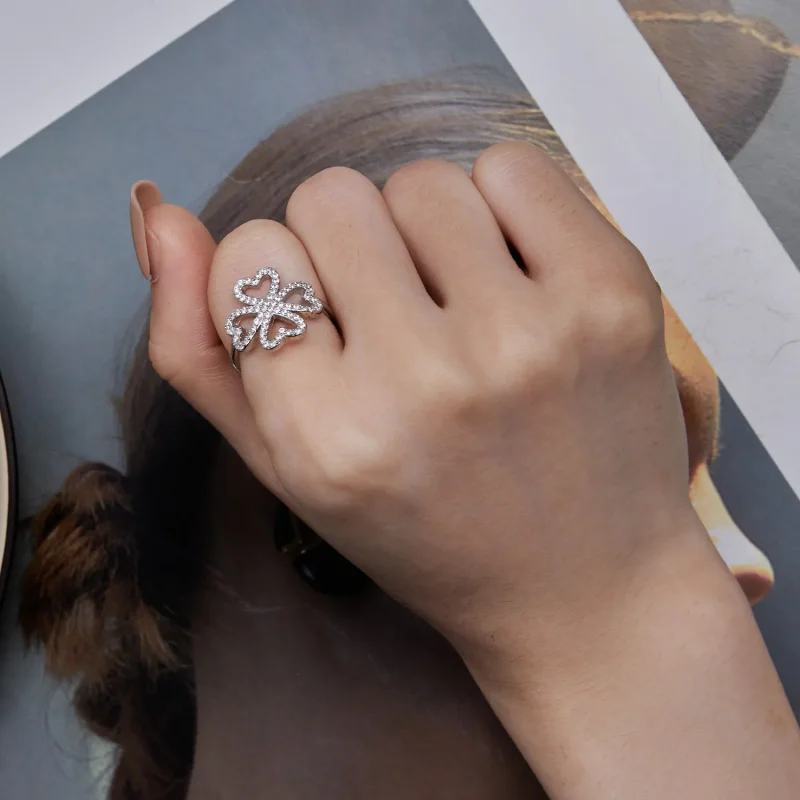 (immagine per) Anello a forma di quadrifoglio nello stile Pandora - BSR399 - Visualizza 7