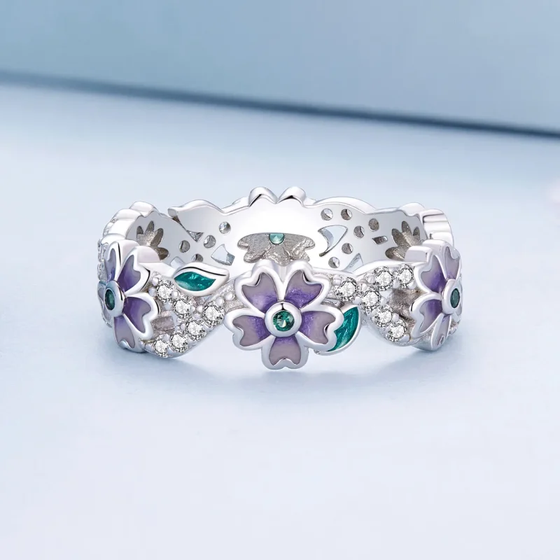 (immagine per) Anello a ghirlanda viola in stile Pandora - BSR492 - Visualizza 3
