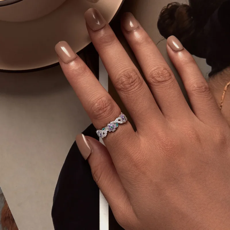 (immagine per) Anello a ghirlanda viola in stile Pandora - BSR492 - Visualizza 5