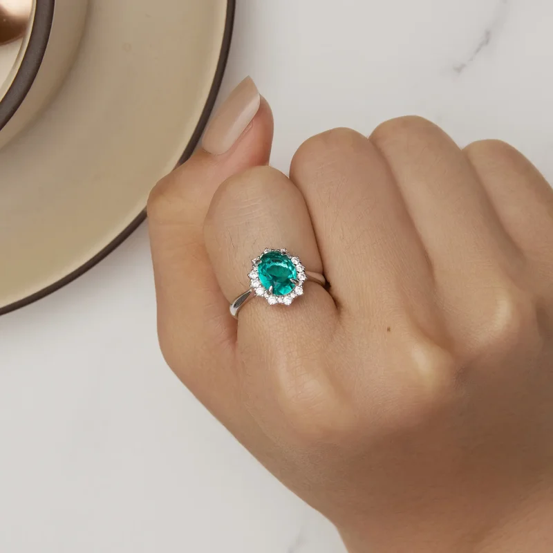 (immagine per) Anello a onda verde chiaro stile Pandora - BSR448 - Visualizza 6