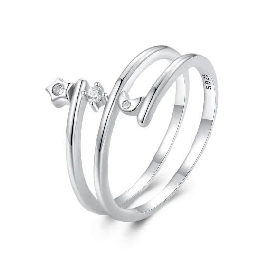 (immagine per) Anello a più strati di stile Pandora con stelle e luna incastonate - SCR970