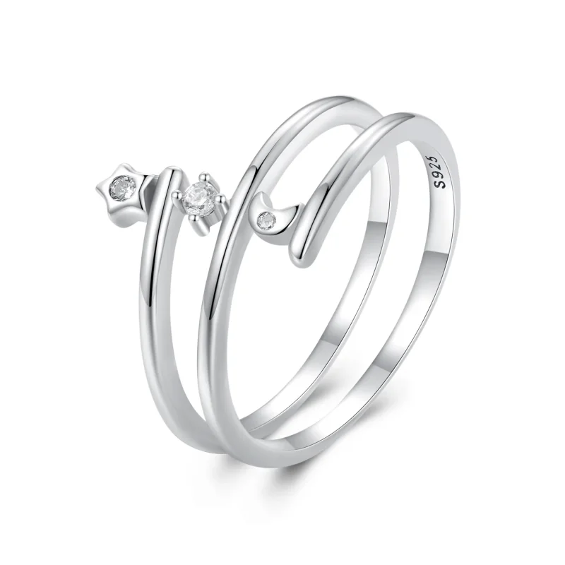 (immagine per) Anello a più strati di stile Pandora con stelle e luna incastonate - SCR970