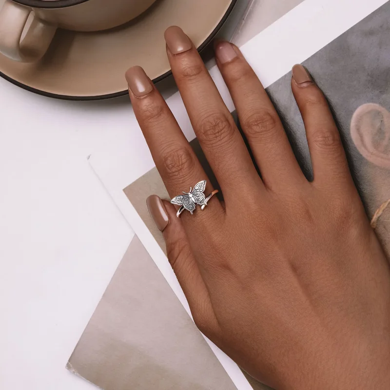 (immagine per) Anello aperto a farfalla in stile Pandora - SCR966-E - Visualizza 4