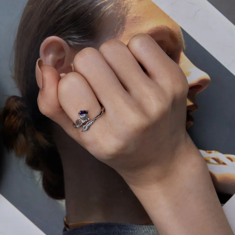 (immagine per) Anello aperto a forma di Cardo stile Pandora - BSR397 - Visualizza 8