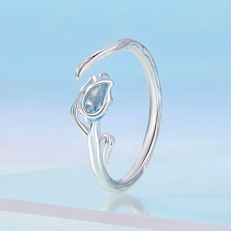 (immagine per) Anello aperto a forma di tulipano in stile Pandora - BSR465-E - Visualizza 2