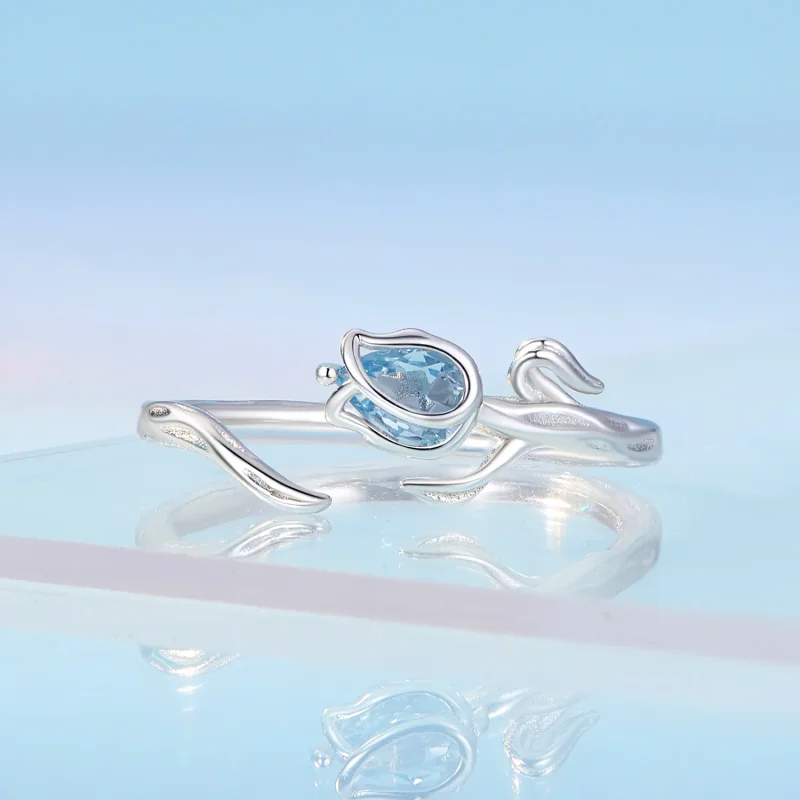 (immagine per) Anello aperto a forma di tulipano in stile Pandora - BSR465-E - Visualizza 3
