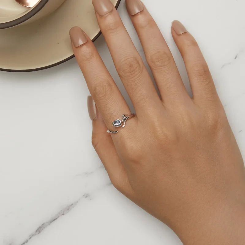 (immagine per) Anello aperto a forma di tulipano in stile Pandora - BSR465-E - Visualizza 5