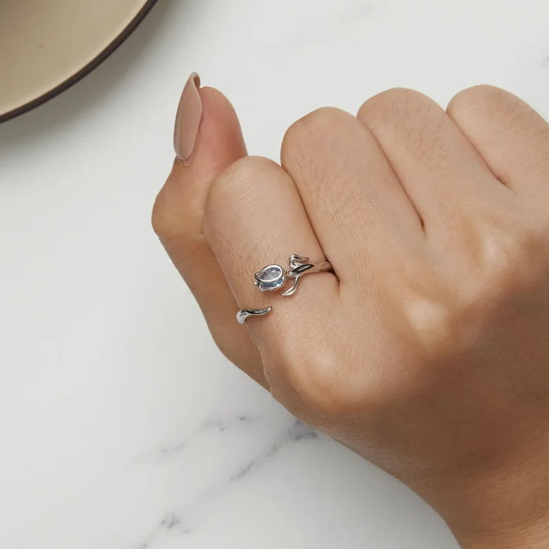 (immagine per) Anello aperto a forma di tulipano in stile Pandora - BSR465-E - Visualizza 6