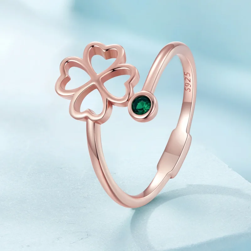 (immagine per) Anello aperto a quattro foglie con stile Pandora in oro rosa - SCR843-C - Visualizza 2