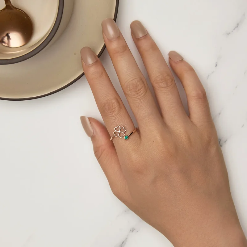(immagine per) Anello aperto a quattro foglie con stile Pandora in oro rosa - SCR843-C - Visualizza 5