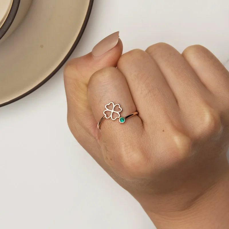 (immagine per) Anello aperto a quattro foglie con stile Pandora in oro rosa - SCR843-C - Visualizza 6