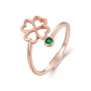 (immagine per) Anello aperto a quattro foglie con stile Pandora in oro rosa - SCR843-C