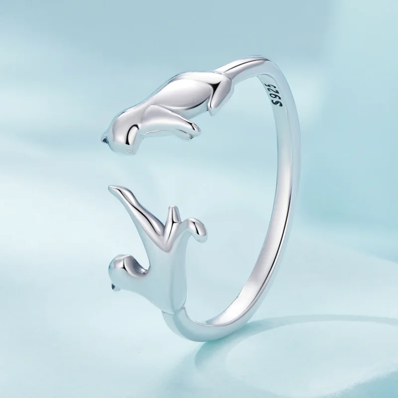 (immagine per) Anello aperto con gatto in stile Pandora - SCR917 - Visualizza 2