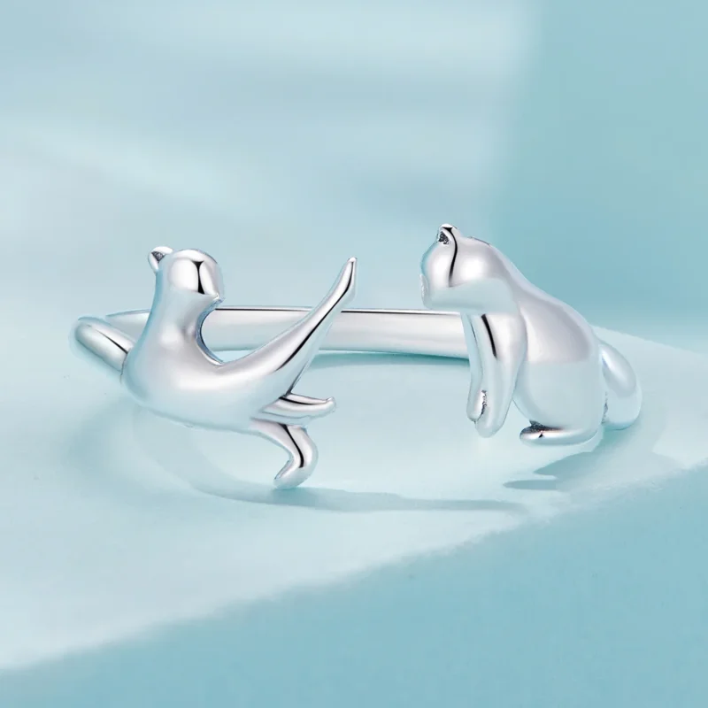 (immagine per) Anello aperto con gatto in stile Pandora - SCR917 - Visualizza 3