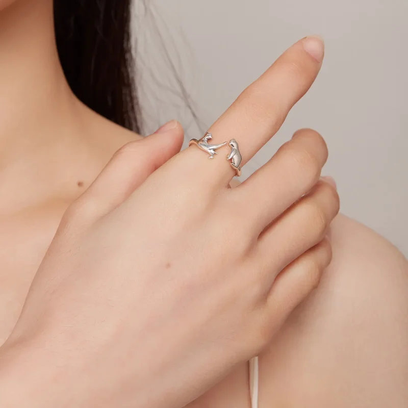 (immagine per) Anello aperto con gatto in stile Pandora - SCR917 - Visualizza 5