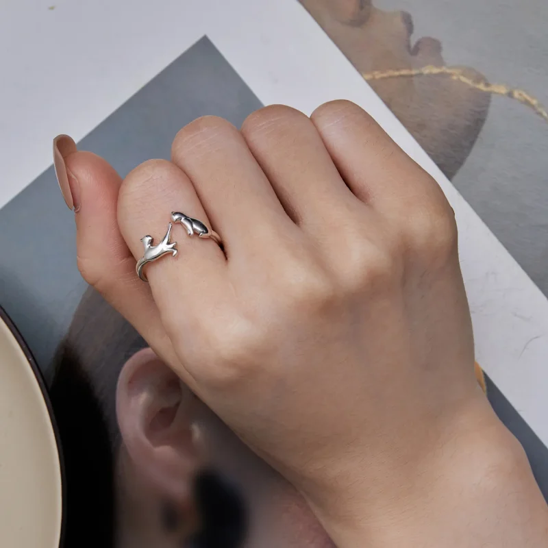 (immagine per) Anello aperto con gatto in stile Pandora - SCR917 - Visualizza 6