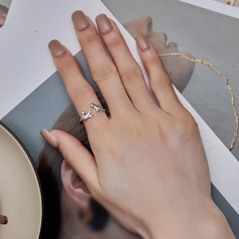 (immagine per) Anello aperto con gatto in stile Pandora - SCR917 - Visualizza 7
