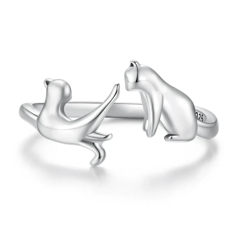 (immagine per) Anello aperto con gatto in stile Pandora - SCR917 - Visualizza 8
