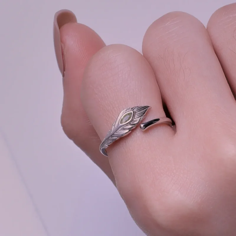 (immagine per) Anello aperto con piume di pavone in stile Pandora - BSR424 - Visualizza 6