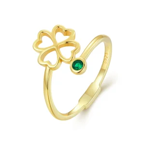 (immagine per) Anello aperto con quadrifoglio dorato di stile Pandora - SCR843-B