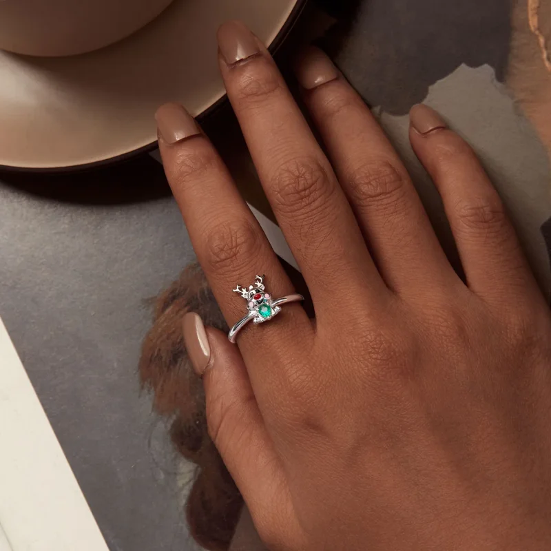 (immagine per) Anello aperto con renna di Natale in stile Pandora - BSR493-E - Visualizza 5