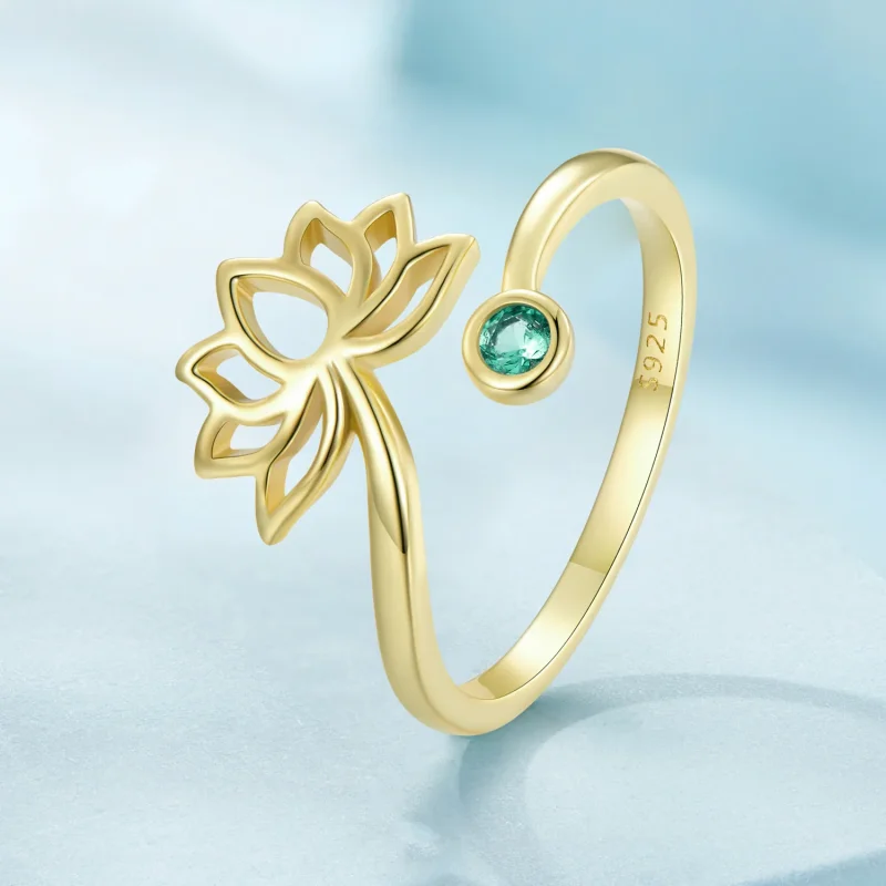 (immagine per) Anello aperto dallo stile Pandora con semplice disegno di loto - SCR821-B - Visualizza 2