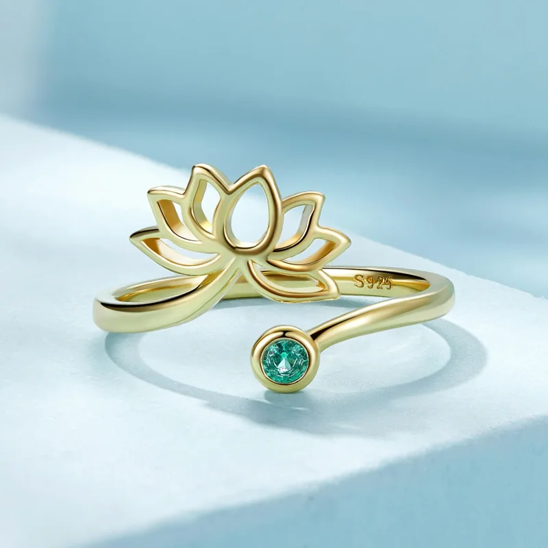 (immagine per) Anello aperto dallo stile Pandora con semplice disegno di loto - SCR821-B - Visualizza 3