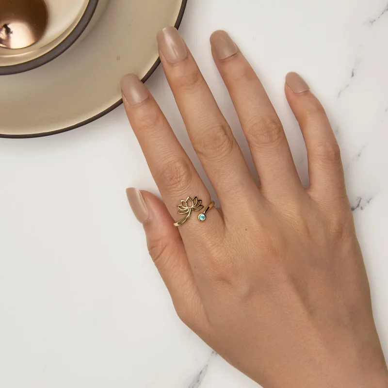 (immagine per) Anello aperto dallo stile Pandora con semplice disegno di loto - SCR821-B - Visualizza 5