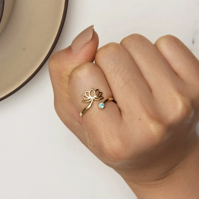 (immagine per) Anello aperto dallo stile Pandora con semplice disegno di loto - SCR821-B - Visualizza 6