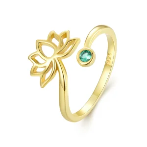 (immagine per) Anello aperto dallo stile Pandora con semplice disegno di loto - SCR821-B