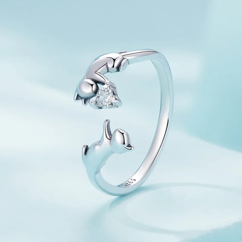 (immagine per) Anello aperto in stile Pandora Playing With Cats - SCR916 - Visualizza 2