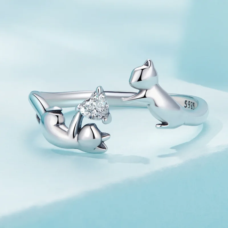 (immagine per) Anello aperto in stile Pandora Playing With Cats - SCR916 - Visualizza 3