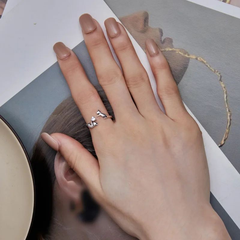 (immagine per) Anello aperto in stile Pandora Playing With Cats - SCR916 - Visualizza 6
