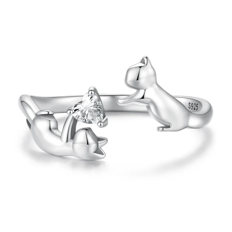 (immagine per) Anello aperto in stile Pandora Playing With Cats - SCR916 - Visualizza 8