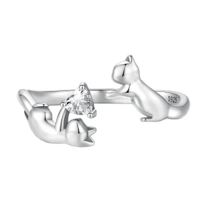 (immagine per) Anello aperto in stile Pandora Playing With Cats - SCR916