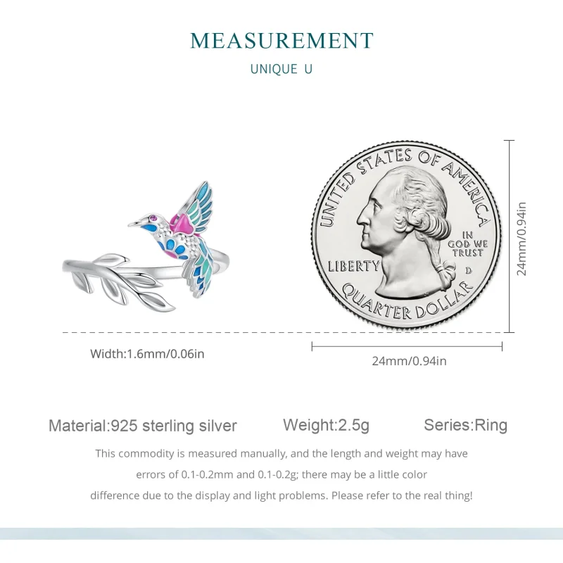 (immagine per) Anello aperto stile Pandora con Martin pescatore - BSR483-E - Visualizza 7
